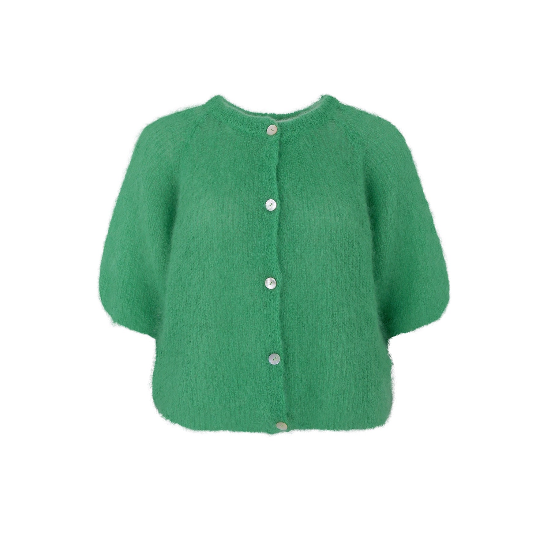 Black Colour Bjoerk Cardigan – Luksuriøs grønn mohair-strikkejakke