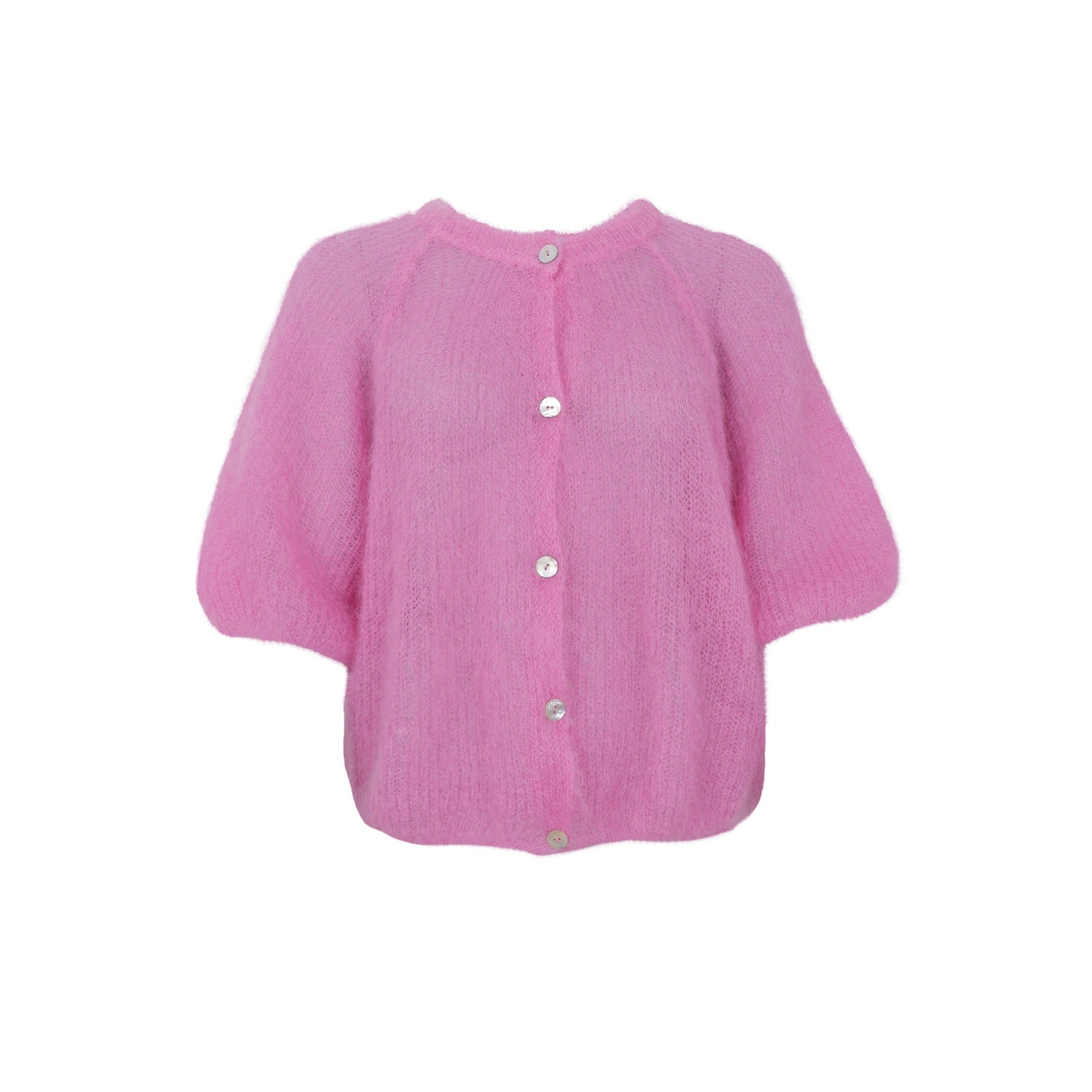 Black Colour Bjoerk Cardigan – Luksuriøs rosa mohair-strikkejakke