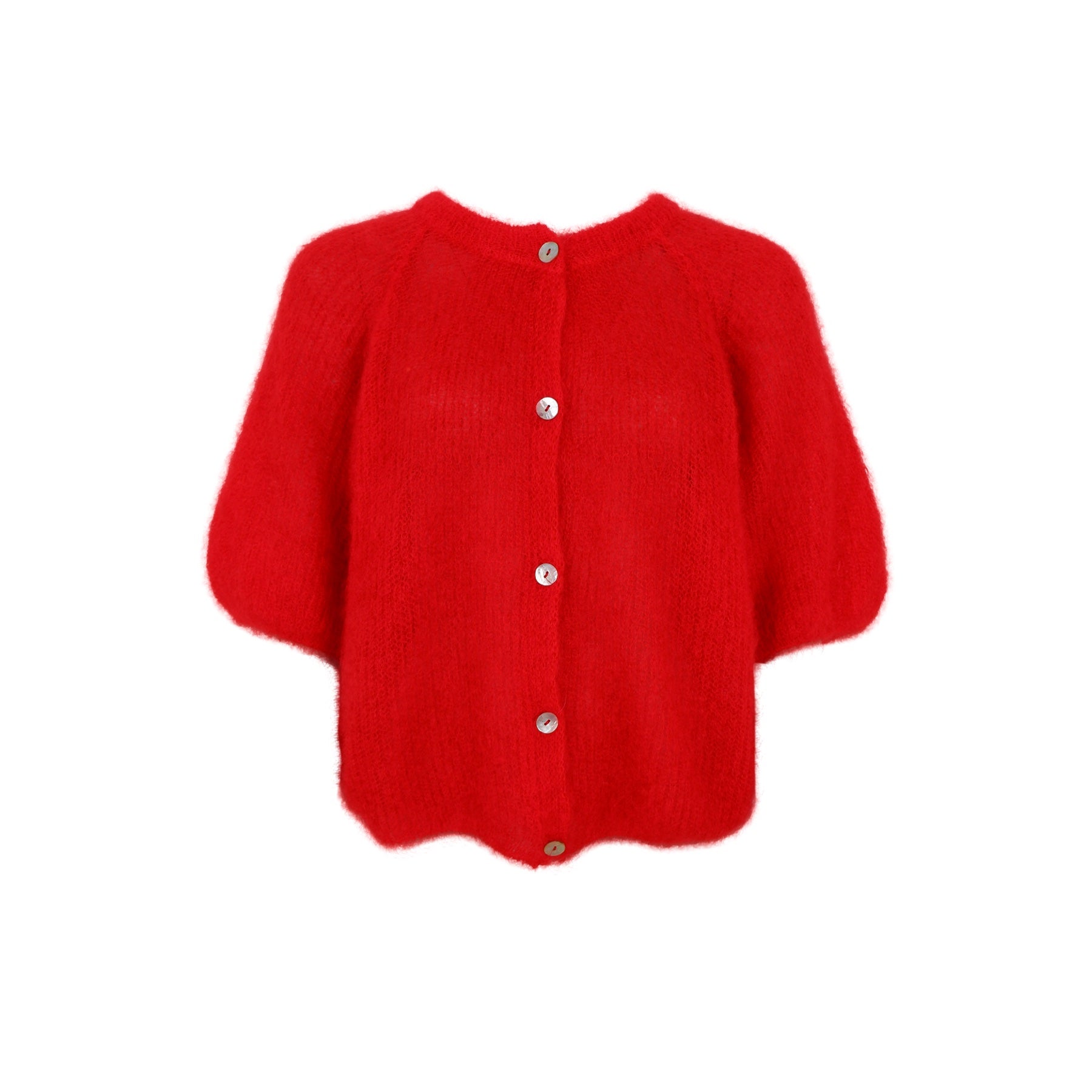Black Colour Bjoerk Cardigan – Luksuriøs rød mohair-strikkejakke