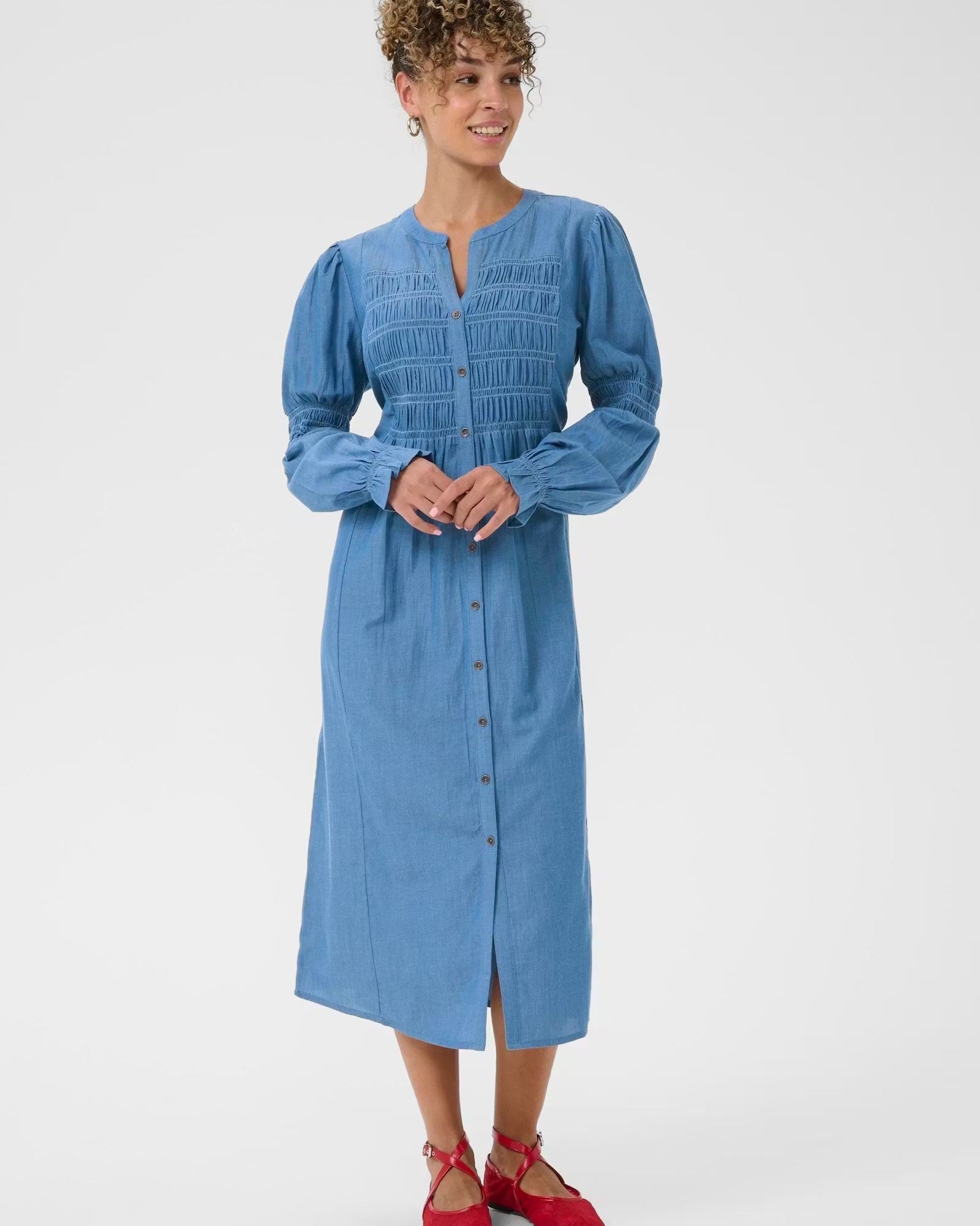 Denimblå midi-kjole fra Cream – Kami
