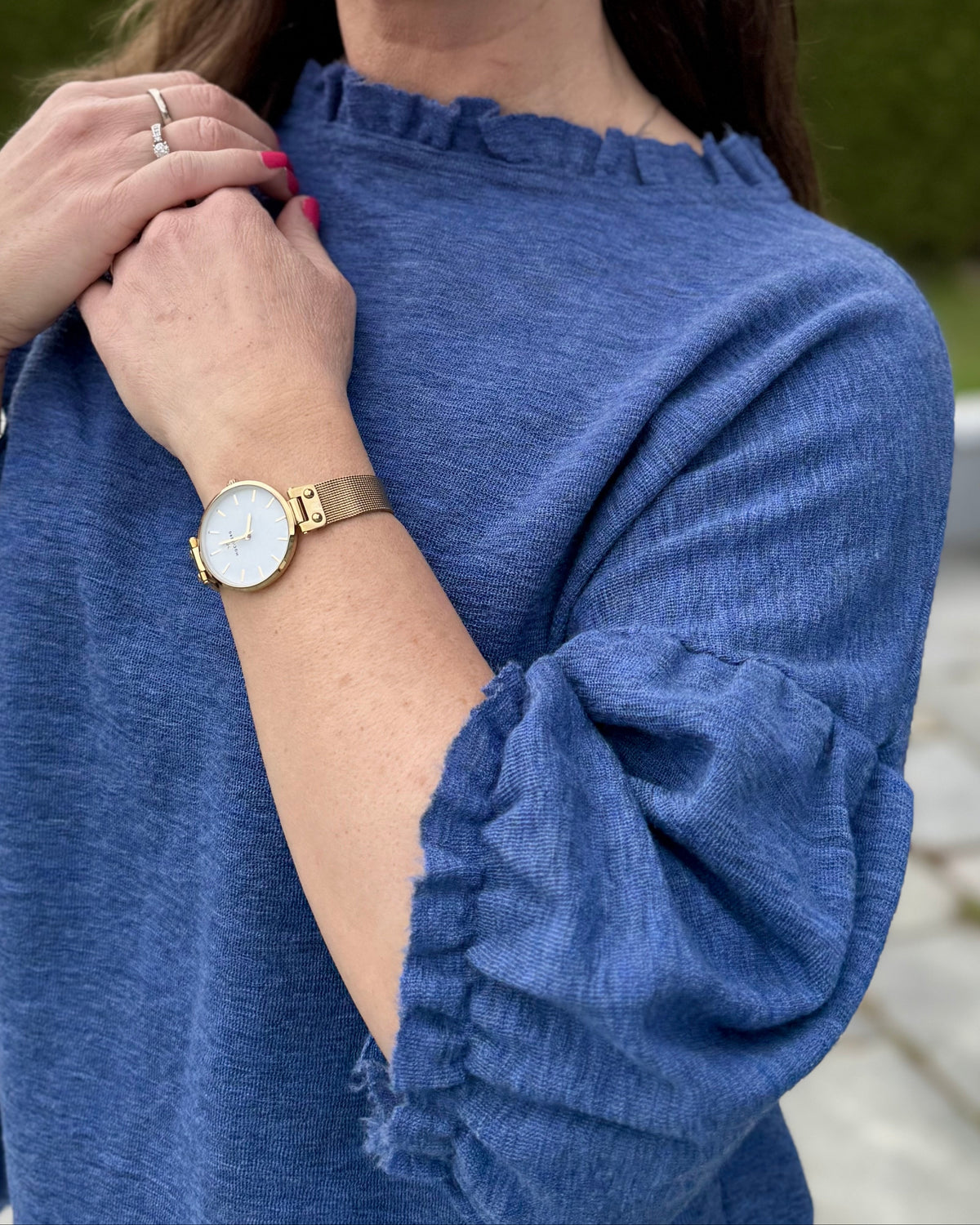 By Basics 4055 ullgenser dame i kløfri merinoull, Indigo Melange