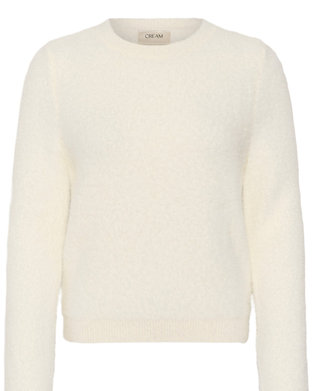 Cream CRInaya Pullover i Whisper White – hvit lodden strikkegenser dame
