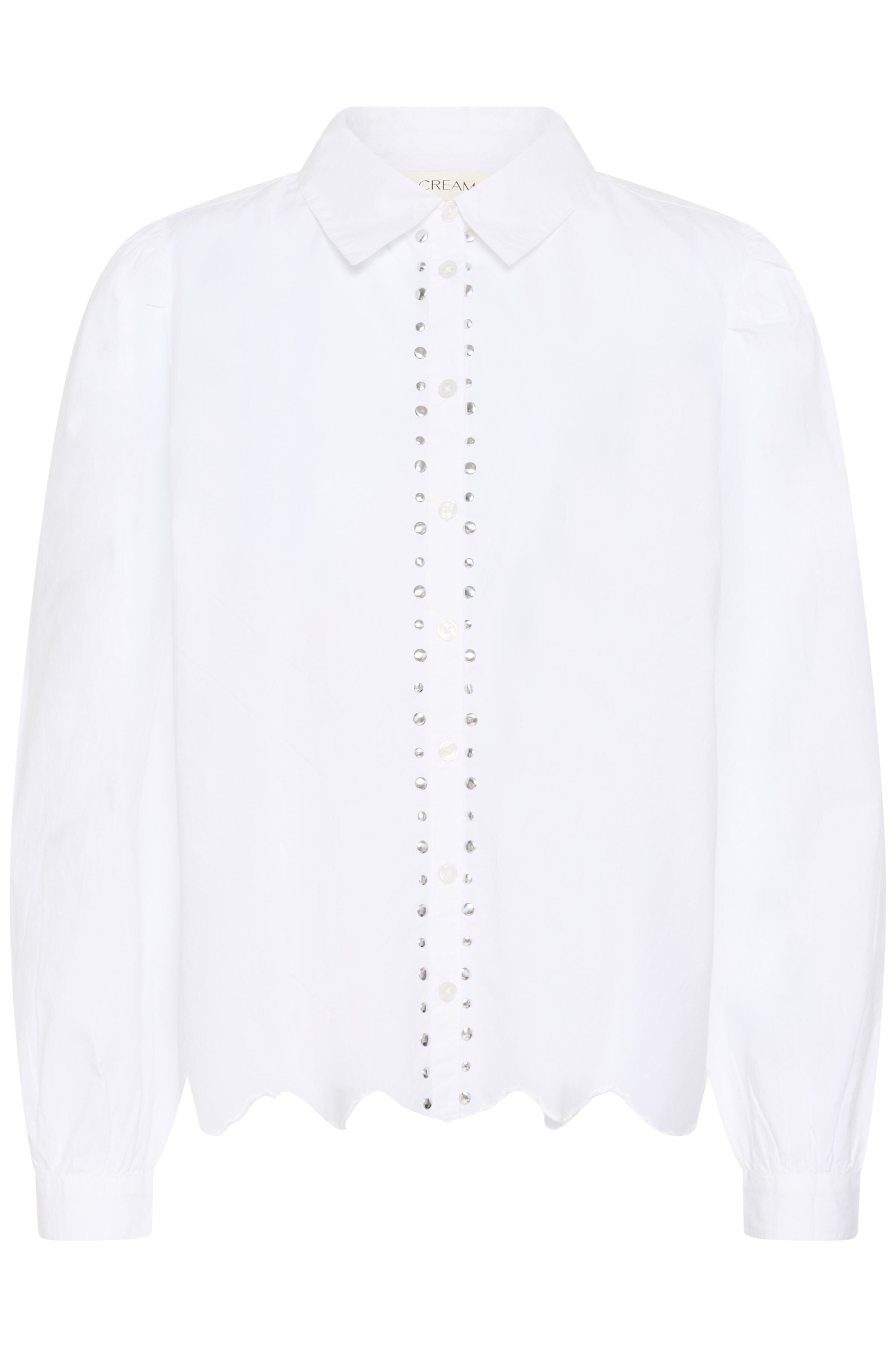 CR Trista Shirt – Superkul bomullsbluse med studs og liten puffarm