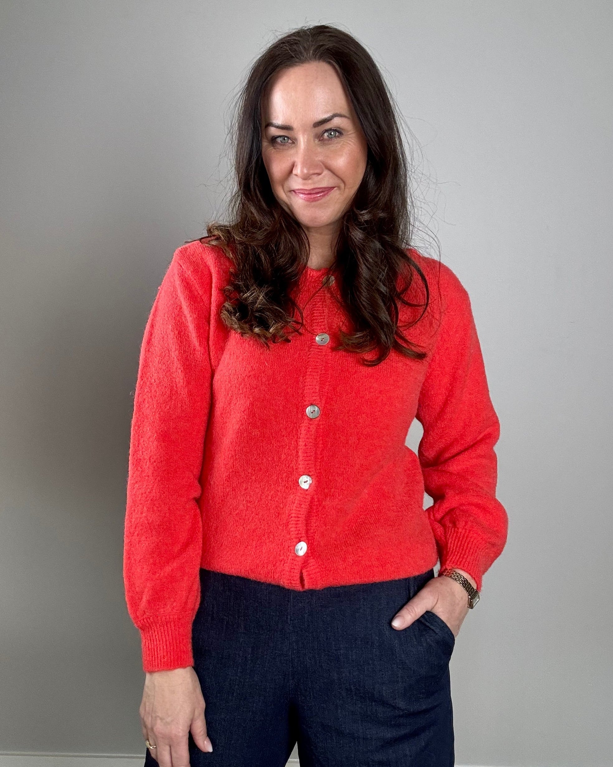 BCBella Knit Cardigan - Coral Red