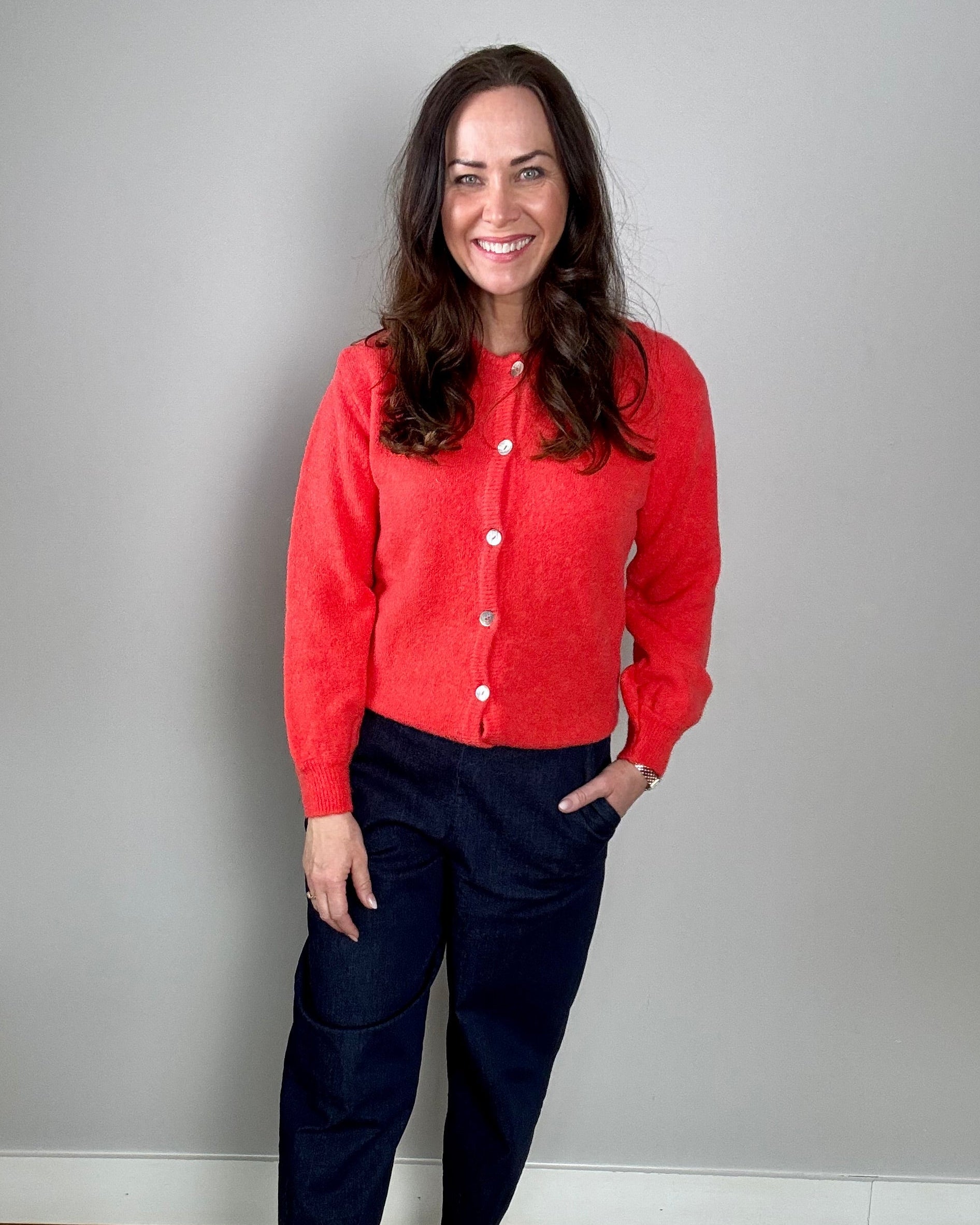 BCBella Knit Cardigan - Coral Red