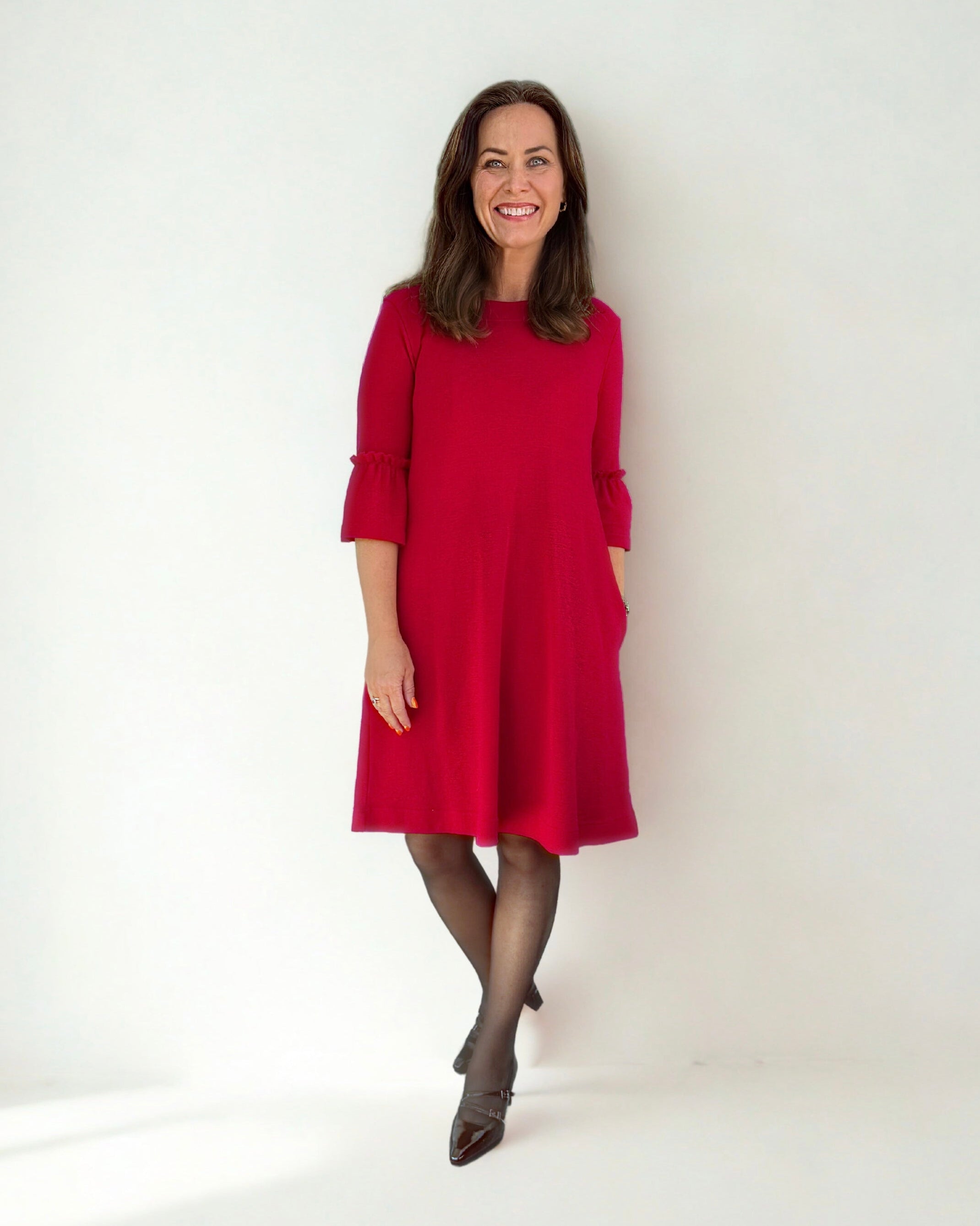 By basics- 7030 Kjole med 3/4 trompet-erme