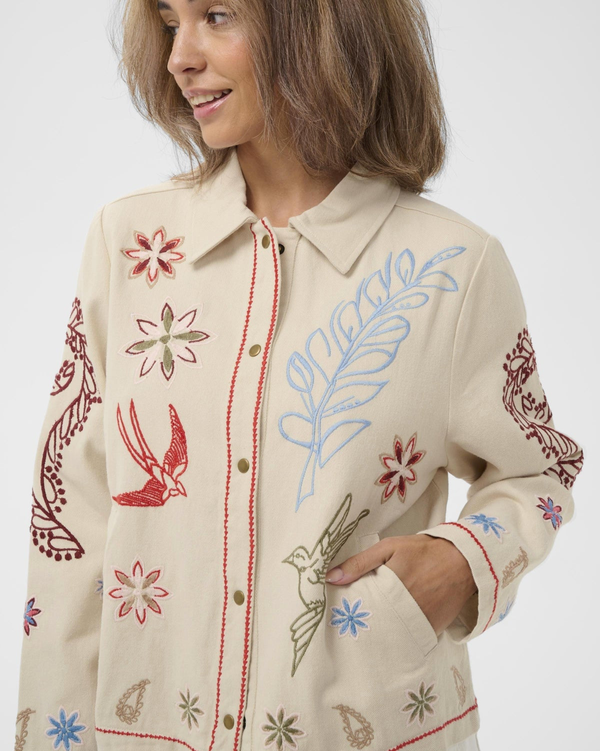 Brodert bomullsjakke fra Cream – Rosetta