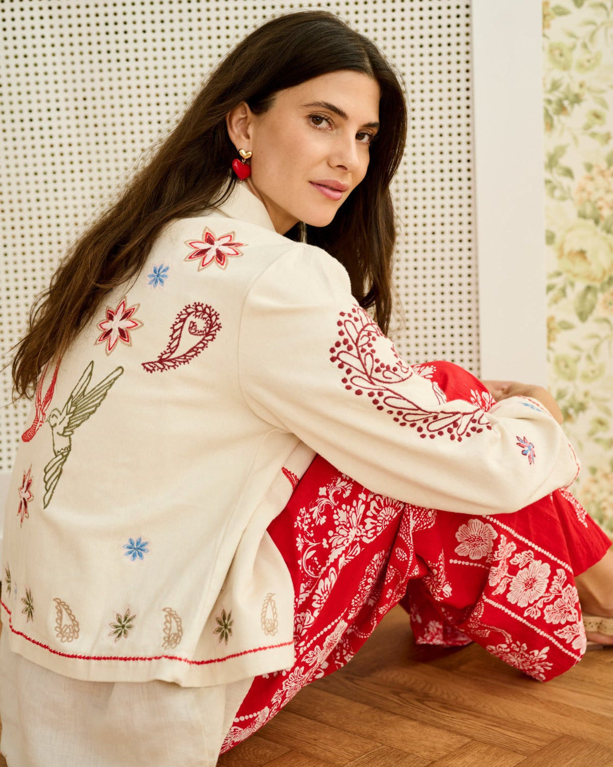 Brodert bomullsjakke fra Cream – Rosetta