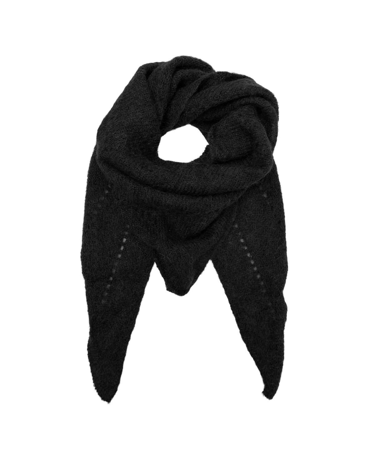 Strikket miniskjerf dame i sort – alpakka og ull fra Black Colour BCDell | Kleslykke