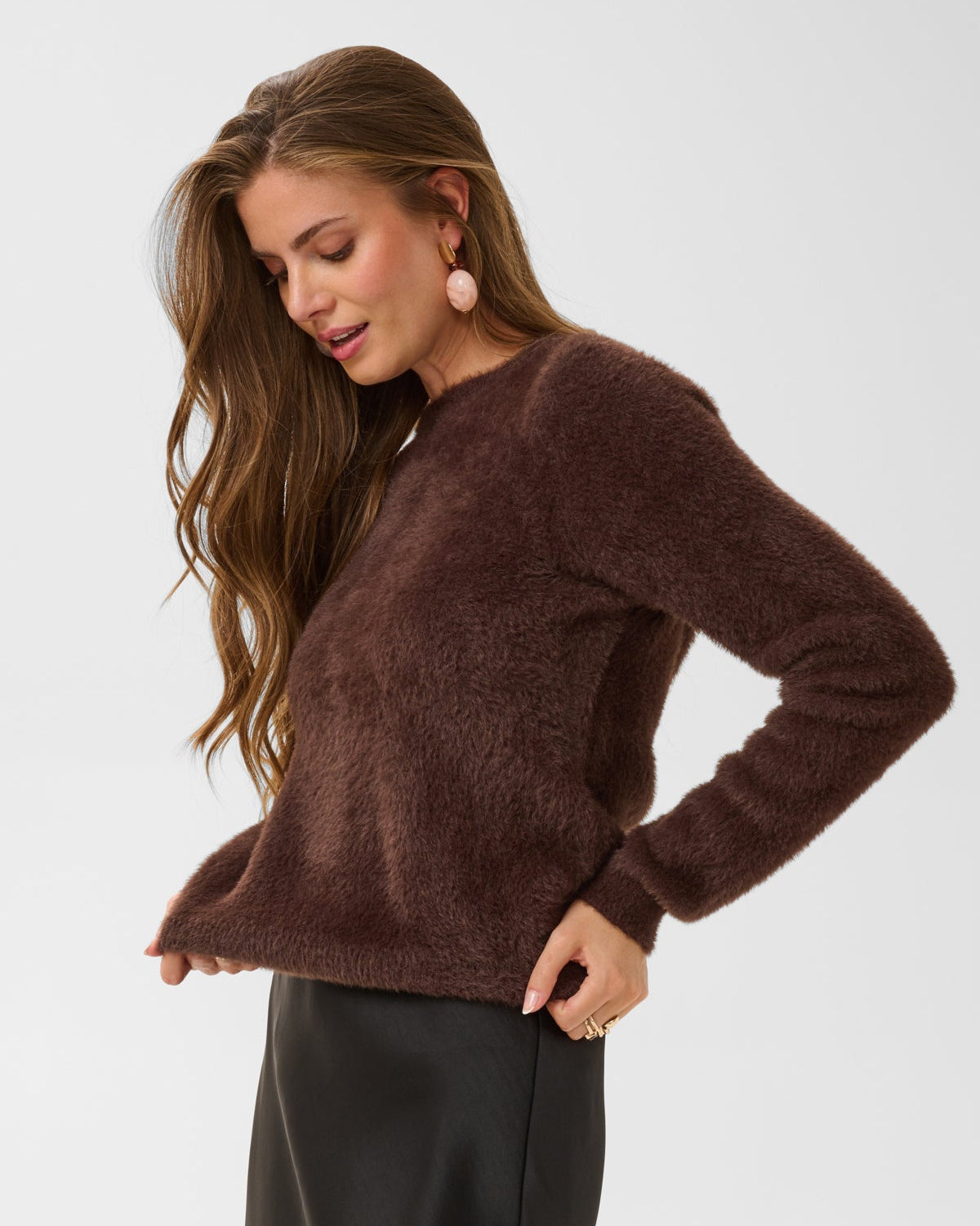 Cream CRInaya fluffy genser dame i Java brun – hverdagsantrekk