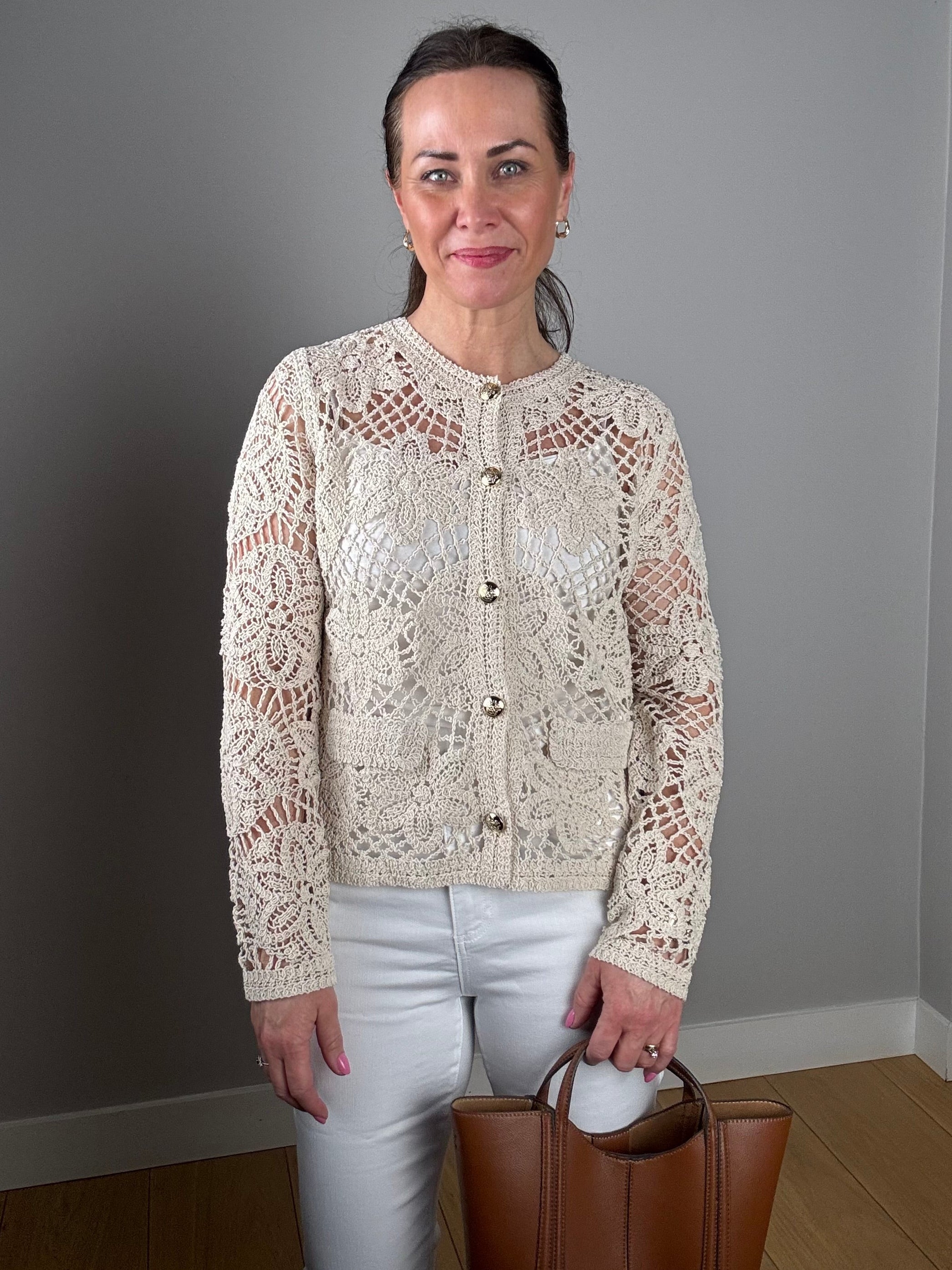 Heklet Cardigan - Sand