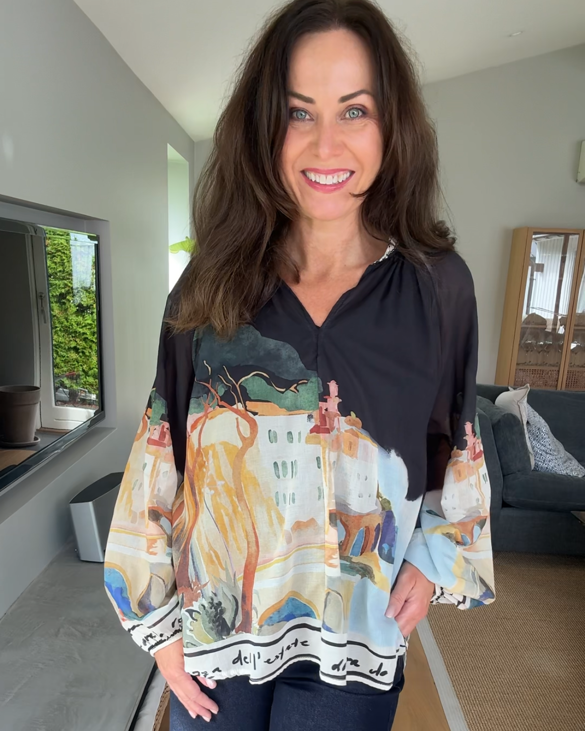 Bluse i 100% bomull med trykk fra Black Colour