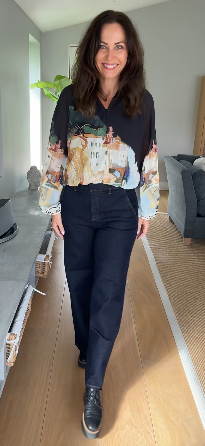Bluse i 100% bomull med trykk fra Black Colour