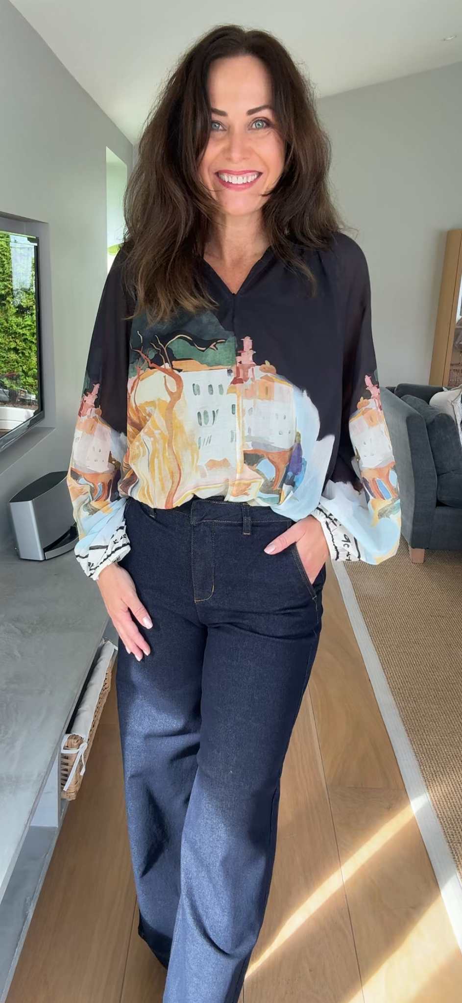 Bluse i 100% bomull med trykk fra Black Colour