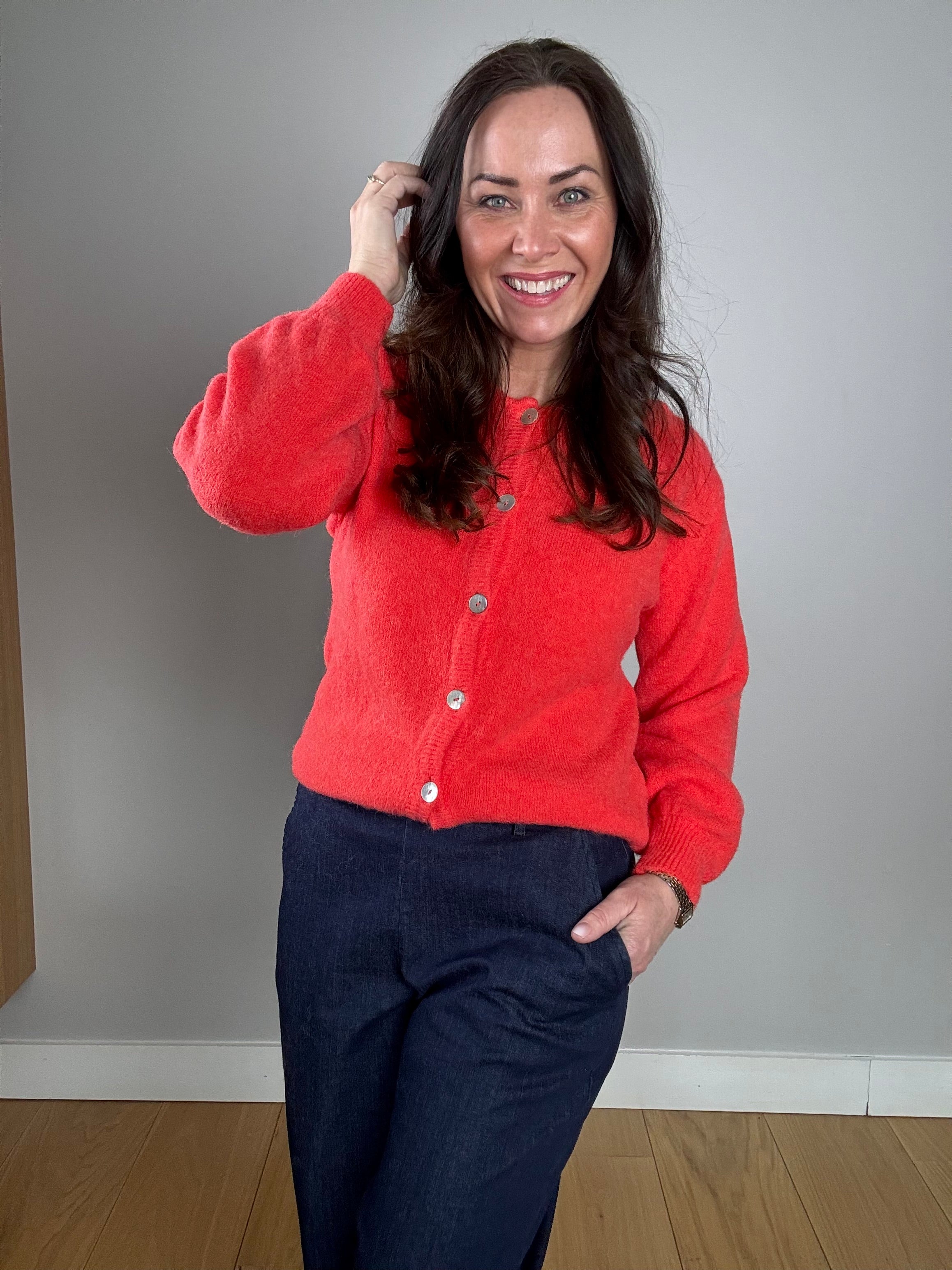 BCBella Knit Cardigan - Coral Red