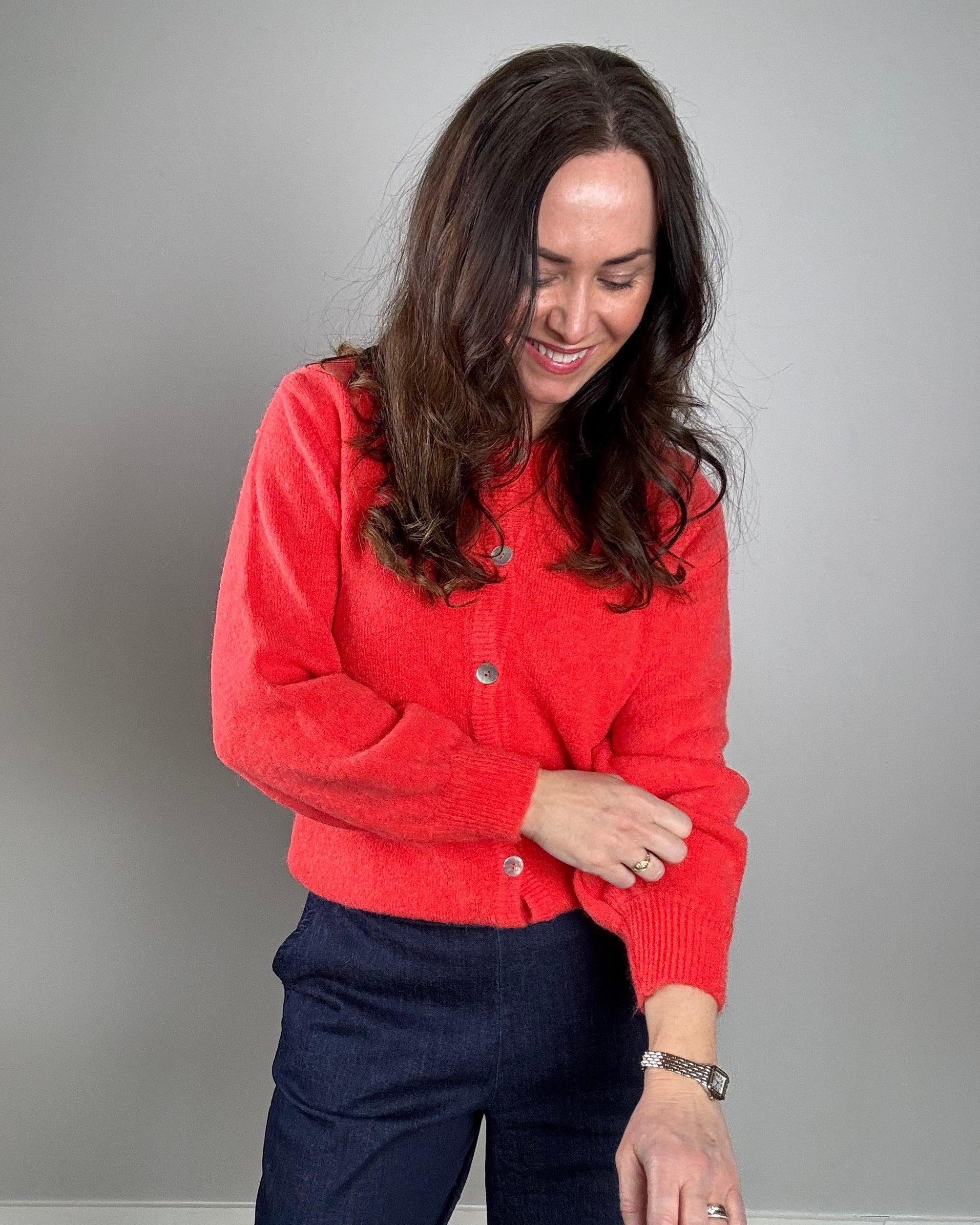 BCBella Knit Cardigan - Coral Red