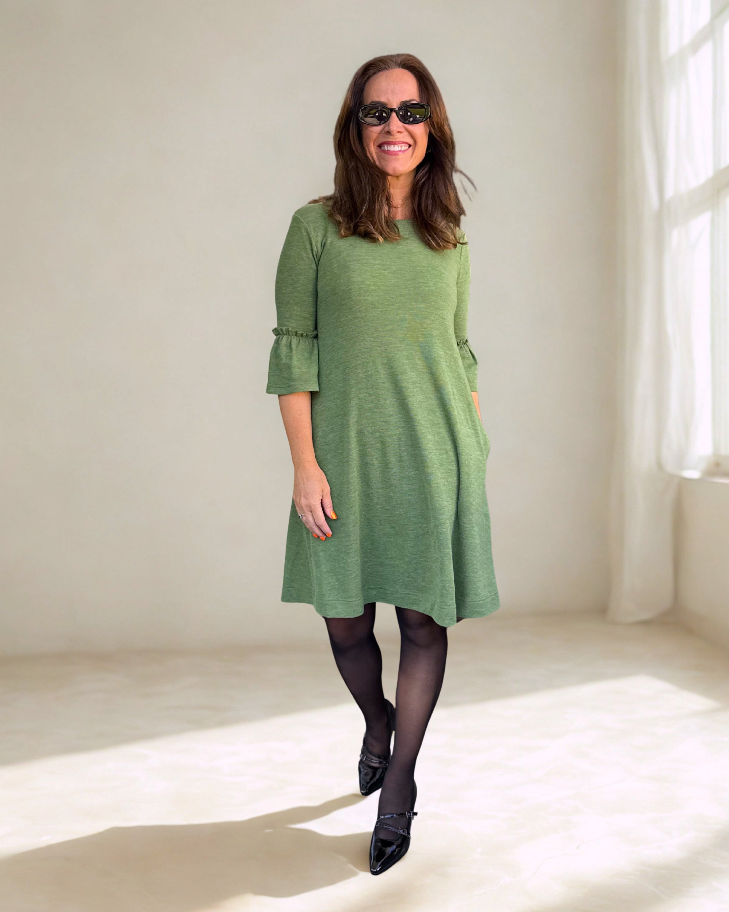 By basics- 7030 Kjole med 3/4 trompet-erme