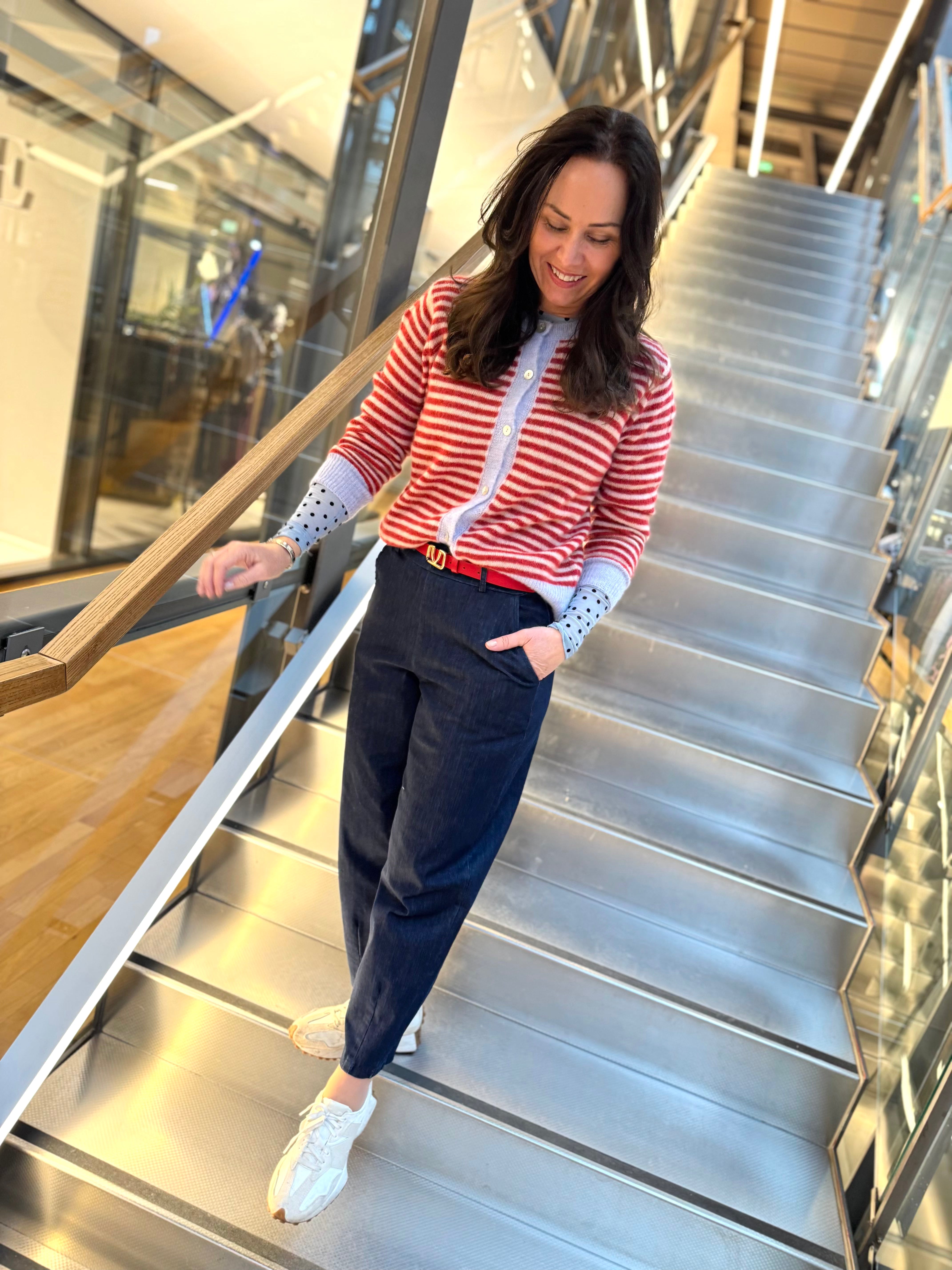 BCDell Striped Knit Cardigan - Red