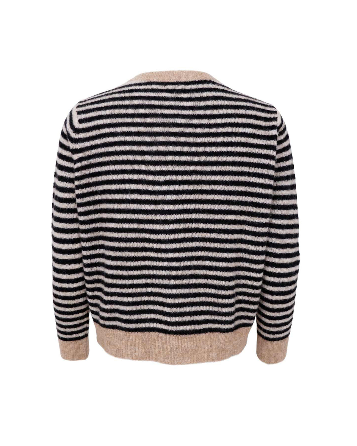 Stripet strikkejakke dame i coffee – Black Colour BCDell cardigan bakfra | Kleslykke