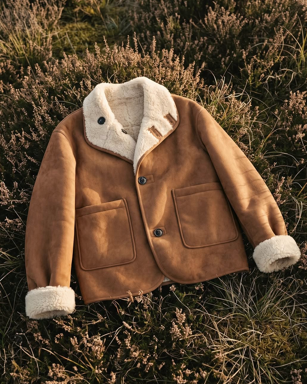 Vendbar teddyjakke dame fra Normann – to jakker i én, brun og kremhvit