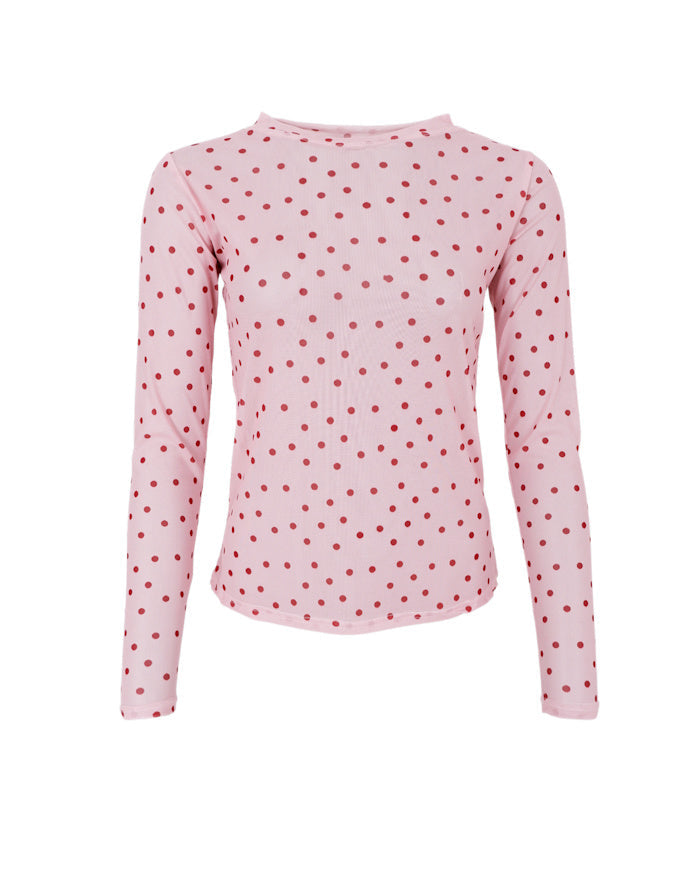 Mesh bluse med prikker – rosa | Black Colour