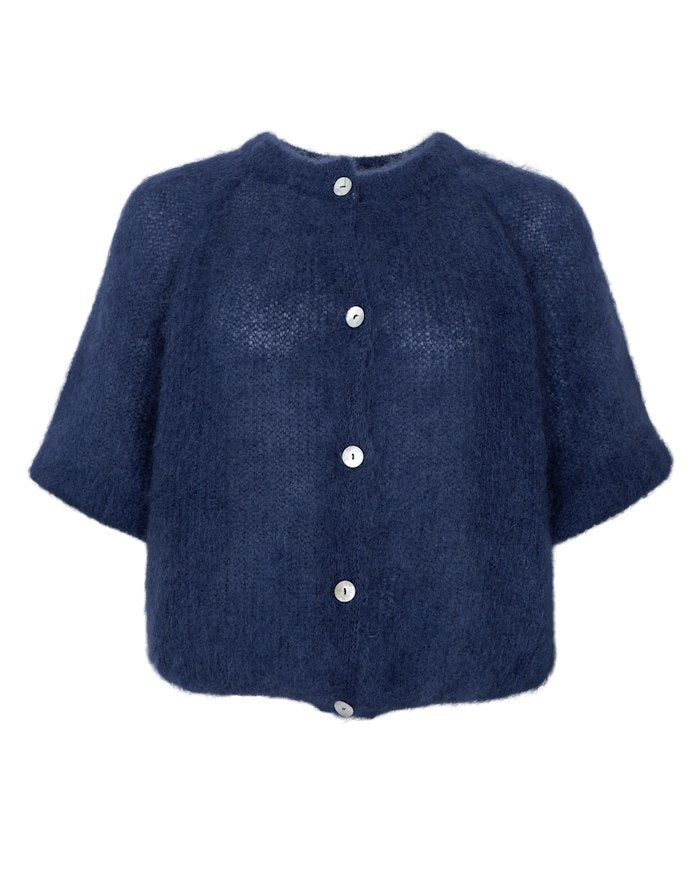 Navy mohair cardigan dame fra Black Colour Bcbjoerk – detaljbilde