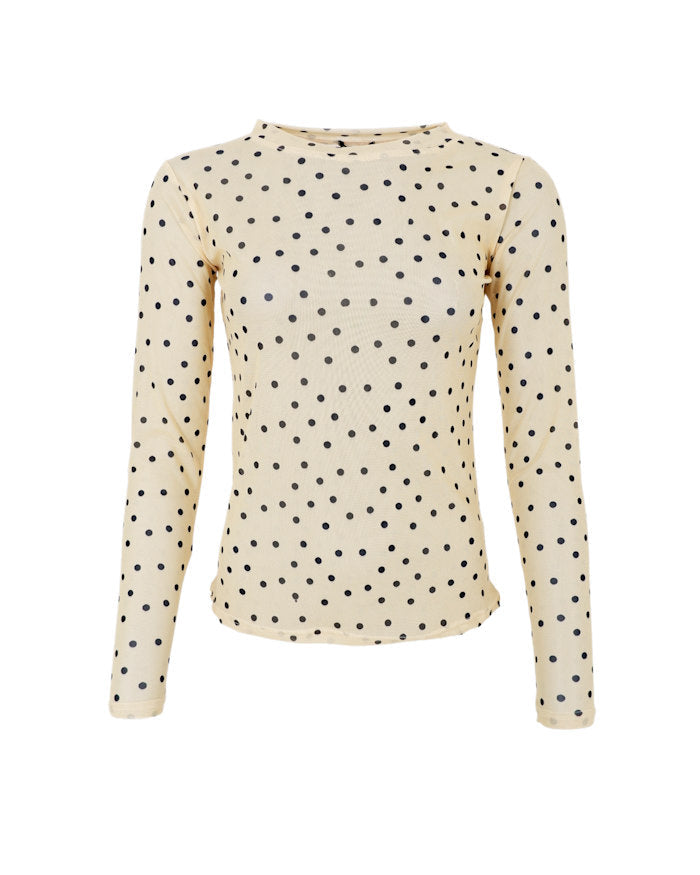 Gul mesh bluse med prikker – Black Colour Annie