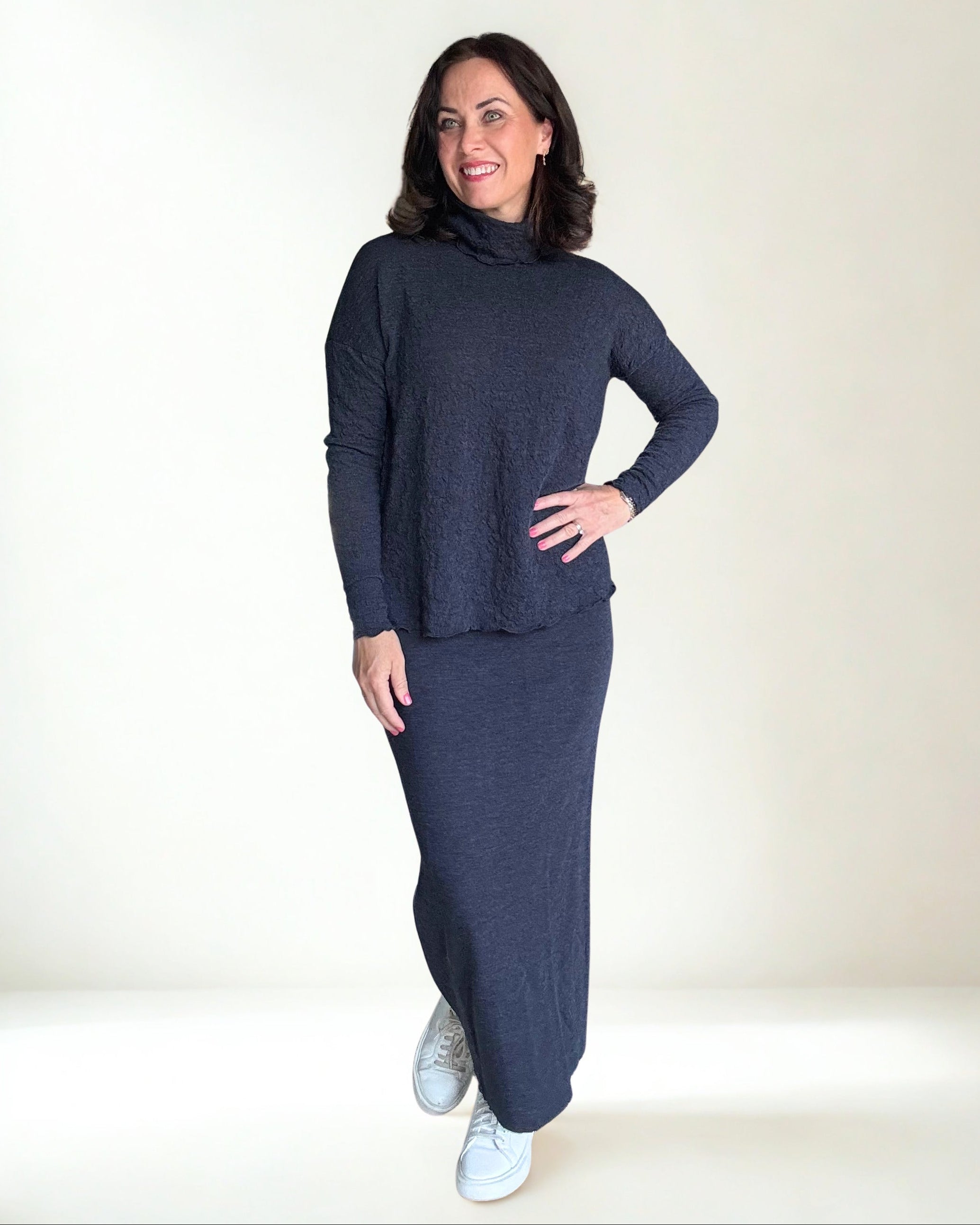 By Basics Ullgenser Dame — Bobleull (Bubble Wool) med Rullekrage — 4501 Shirt Wide