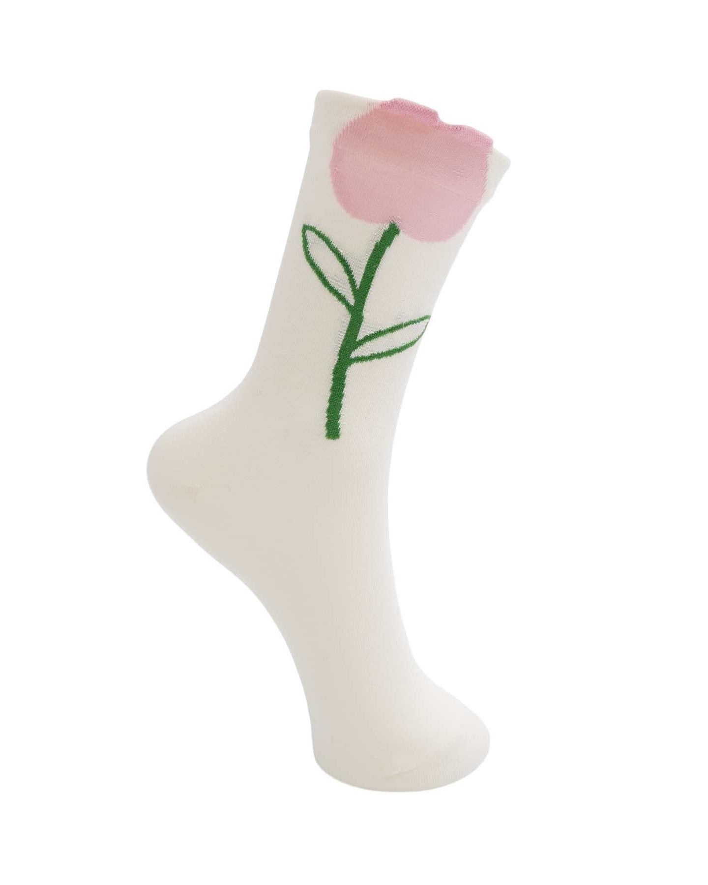 Hvite sokker med blomst fra Black Colour – Elira
